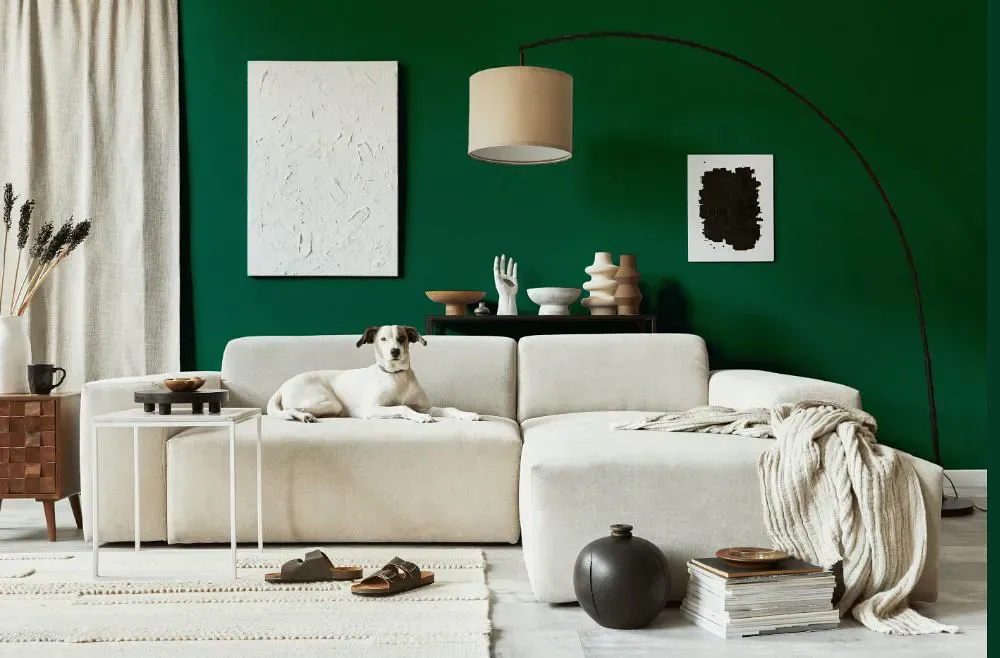 Benjamin Moore Green cozy living room