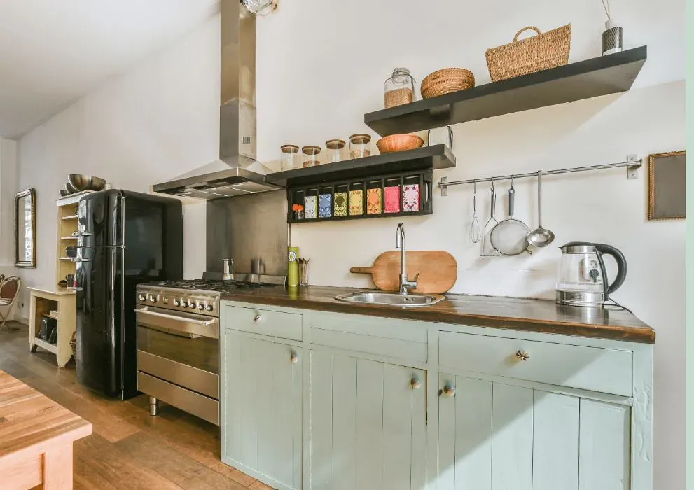 Benjamin Moore Green Cast kitchen cabinets