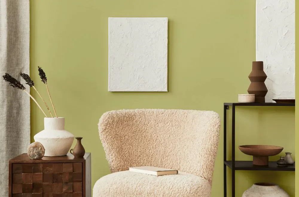 Benjamin Moore Green Hydrangea living room interior