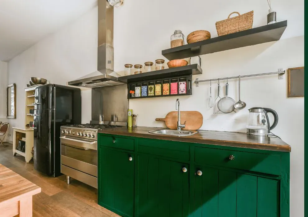 Benjamin Moore Green Meadows kitchen cabinets