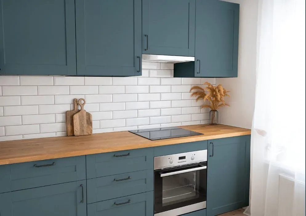 Benjamin Moore Hamilton Blue kitchen cabinets