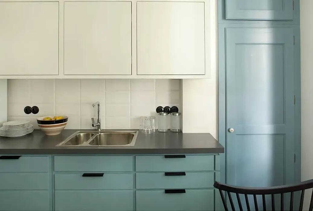 Benjamin Moore Hamilton Blue kitchen cabinets paint