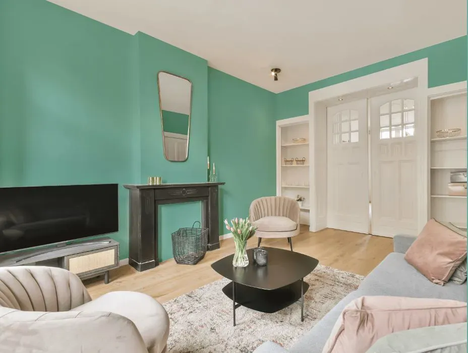 Benjamin Moore Hazy Blue victorian house interior