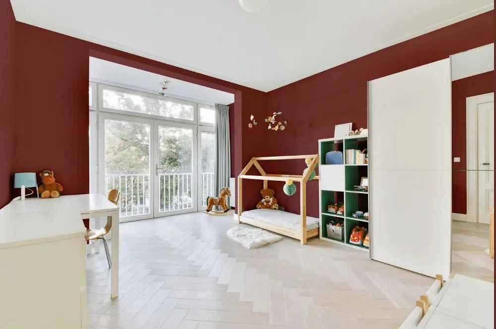 Benjamin Moore Hearth Red kidsroom interior, children's room