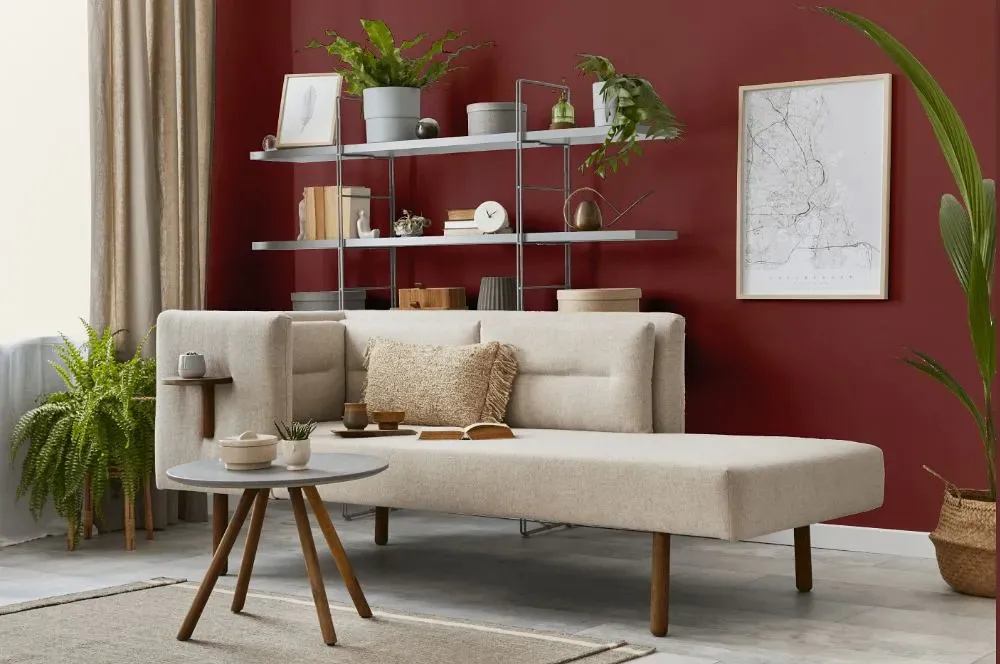 Benjamin Moore Hearth Red living room