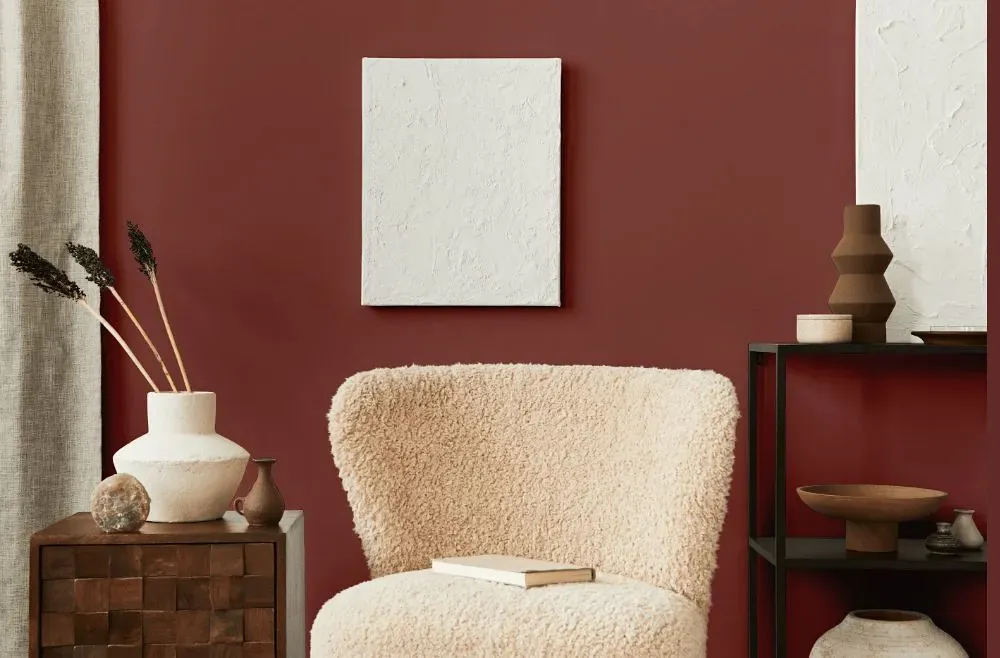 Benjamin Moore Hearth Red living room interior