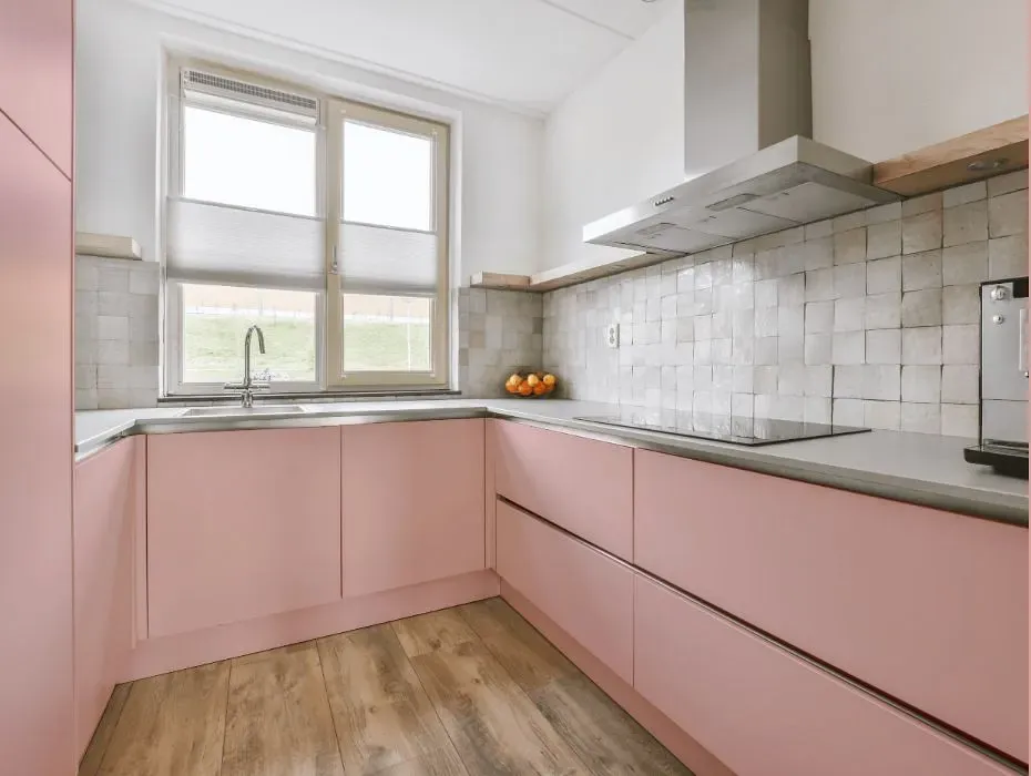 Benjamin Moore Heather Pink small kitchen cabinets