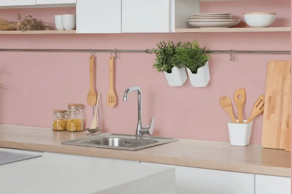 Benjamin Moore Heather Pink kitchen backsplash