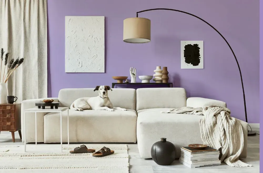 Benjamin Moore Heather Plum cozy living room