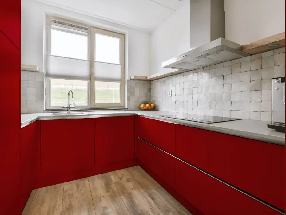 Benjamin Moore Heritage Red small kitchen cabinets