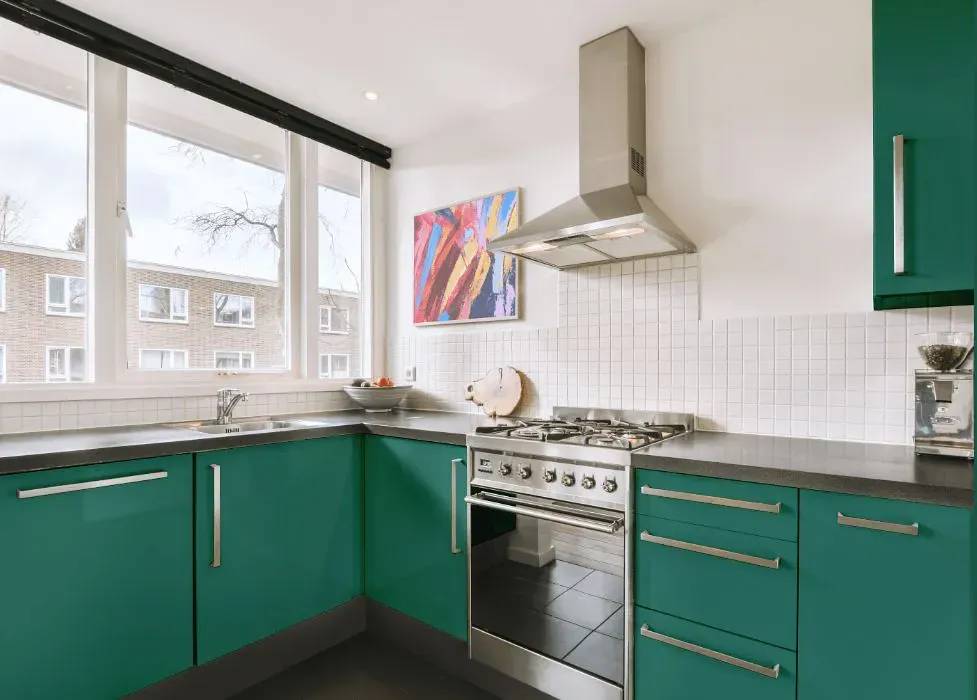 Benjamin Moore Highlands Green kitchen cabinets