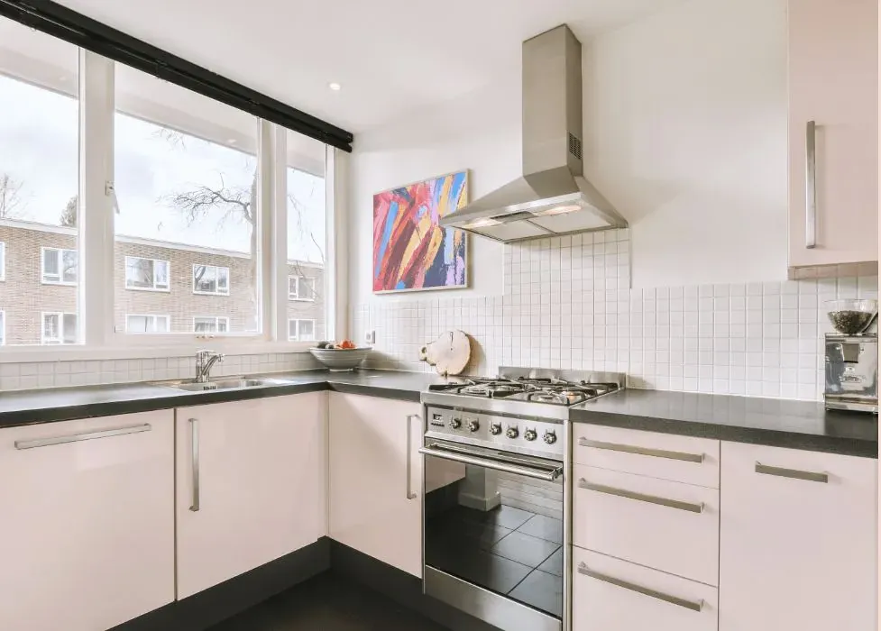 Benjamin Moore Hint of Pink kitchen cabinets