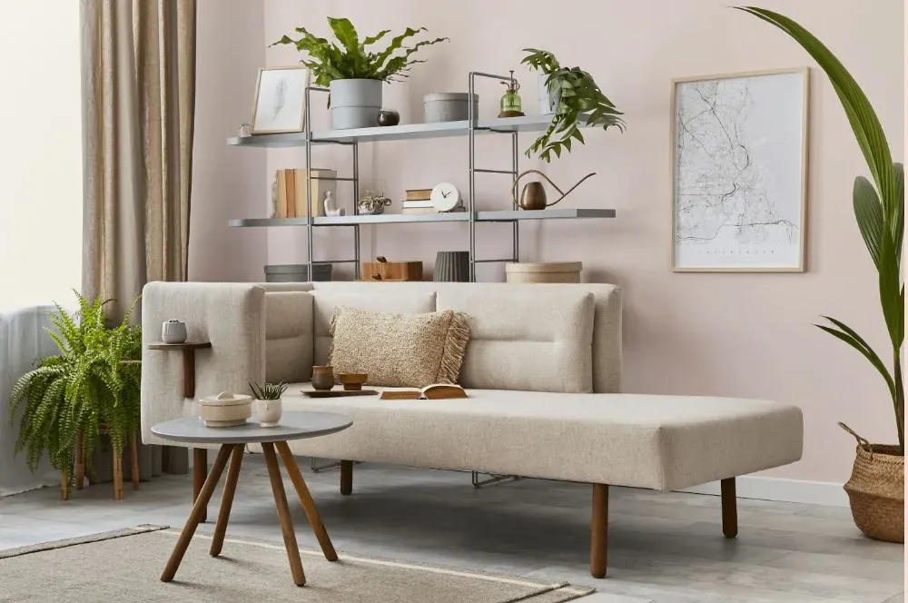 Benjamin Moore Hint of Pink living room