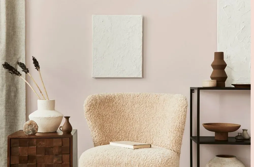 Benjamin Moore Hint of Pink living room interior