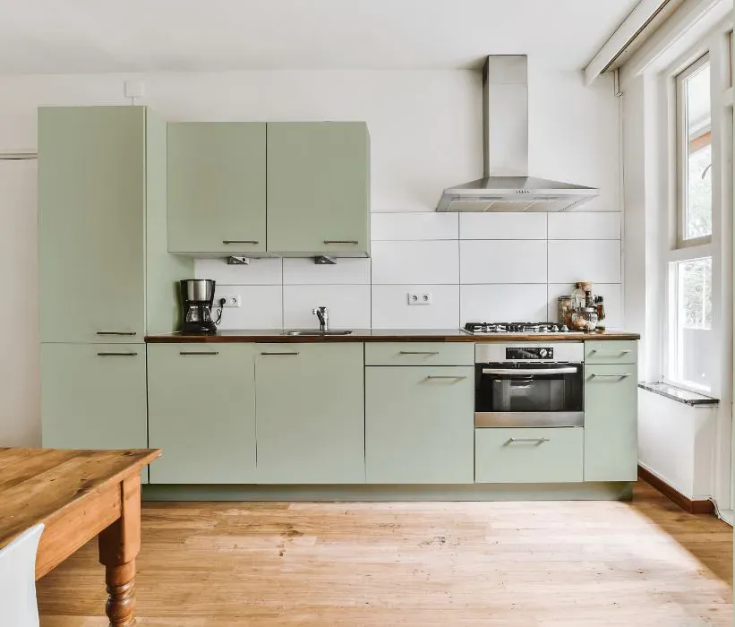 Benjamin Moore Hollingsworth Green kitchen cabinets