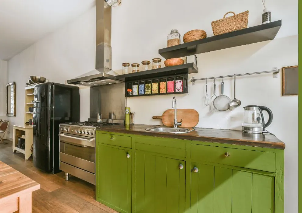 Benjamin Moore Huntington Green kitchen cabinets