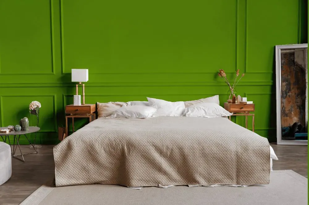 Benjamin Moore Iguana Green bedroom