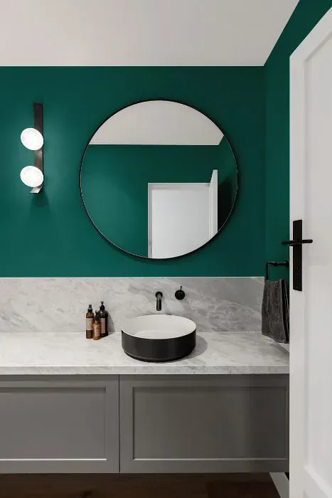 Benjamin Moore Intercoastal Green minimalist bathroom