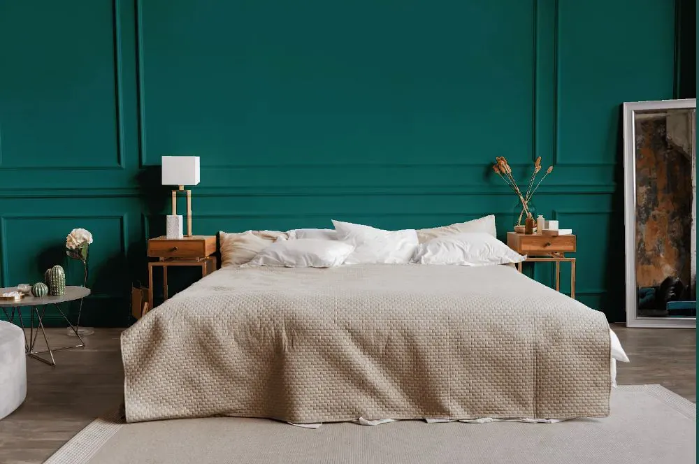 Benjamin Moore Intercoastal Green bedroom