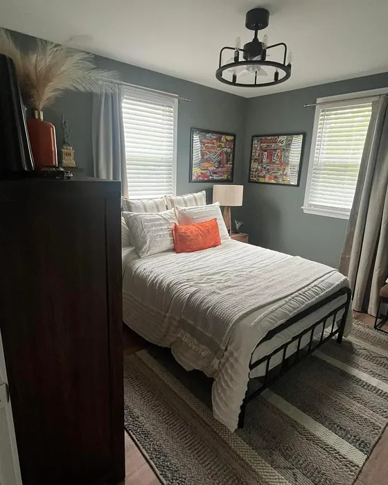 Benjamin Moore Intrigue cozy bedroom 