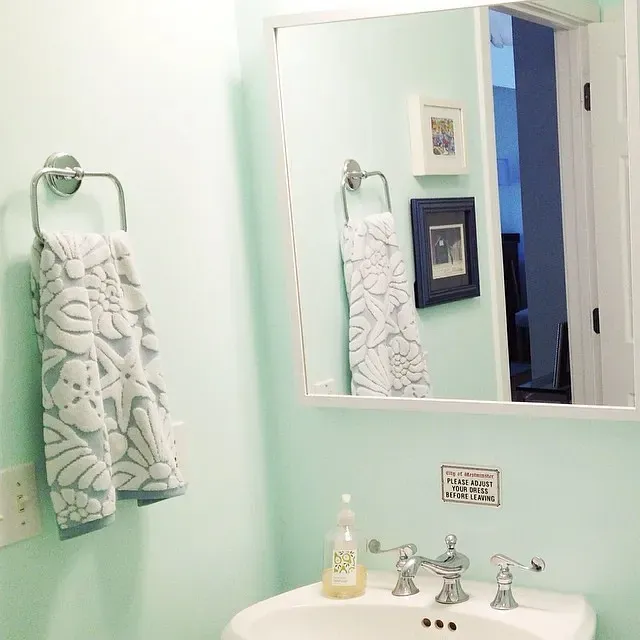 Benjamin Moore Irish Mint bathroom 