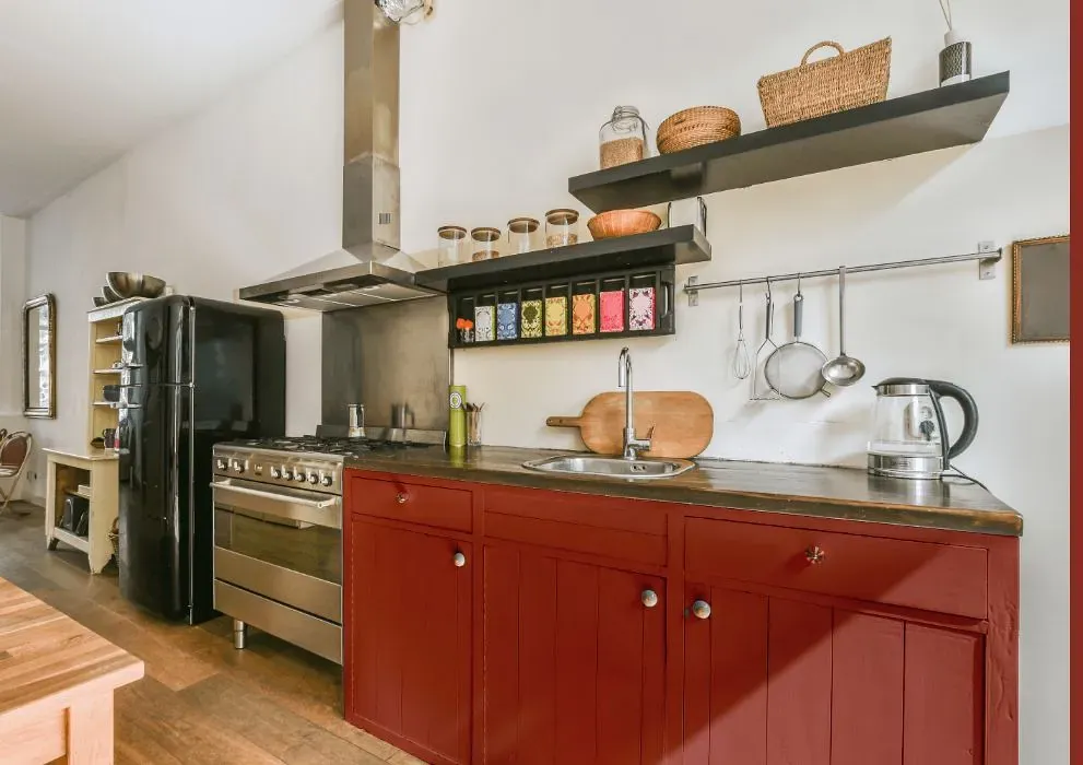 Benjamin Moore Iron Ore Red kitchen cabinets