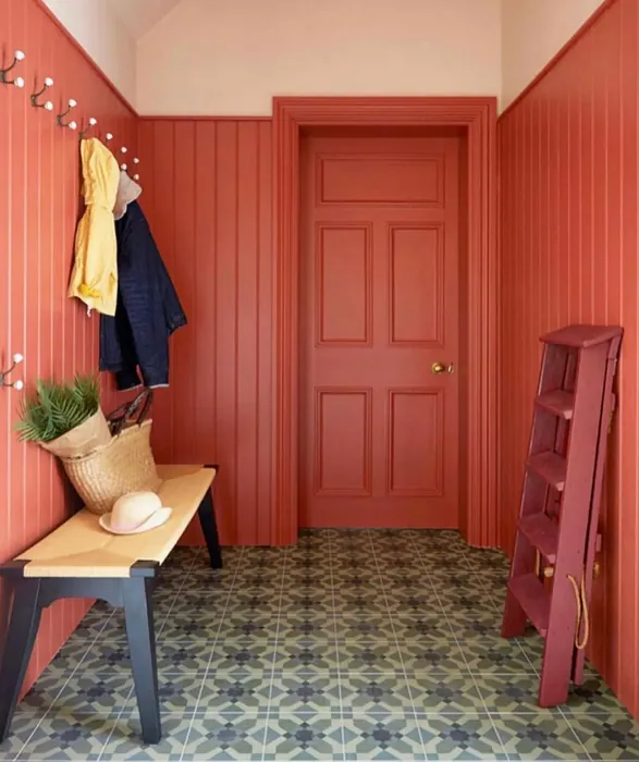 Benjamin Moore Iron Ore Red hallway color