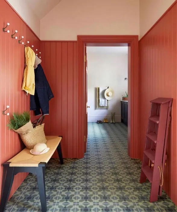 Benjamin Moore Iron Ore Red hallway color review