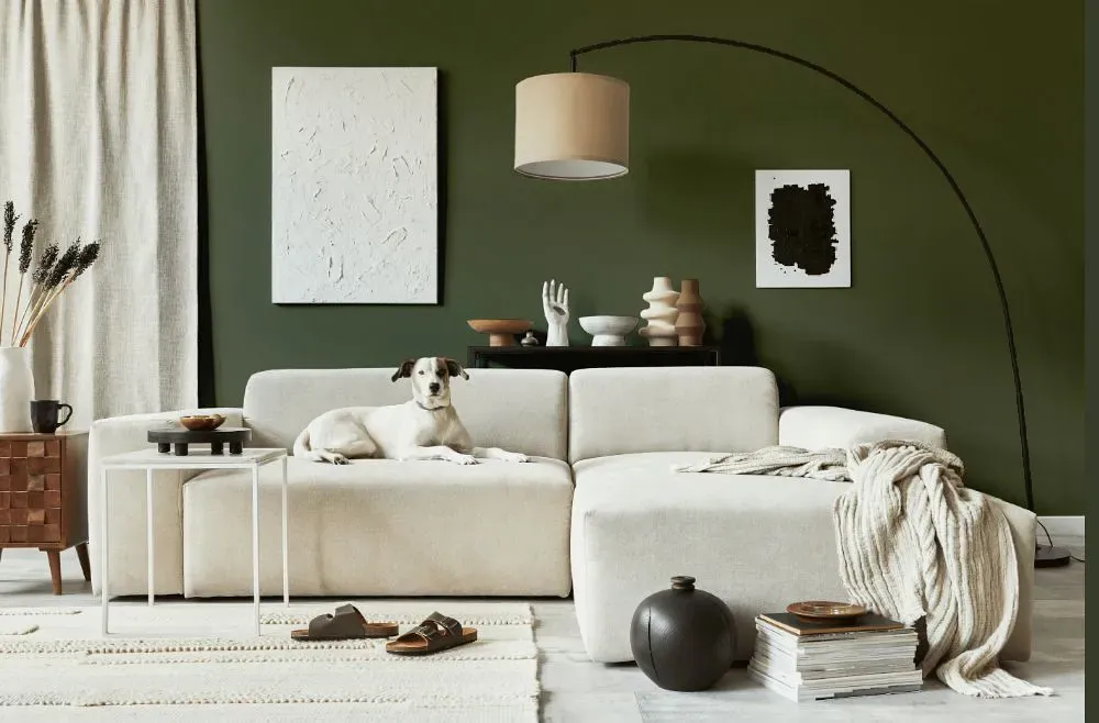 Benjamin Moore Jade Romanesque cozy living room