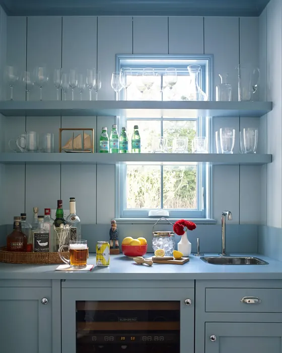 Benjamin Moore Jamestown Blue Kitchen Cabinets