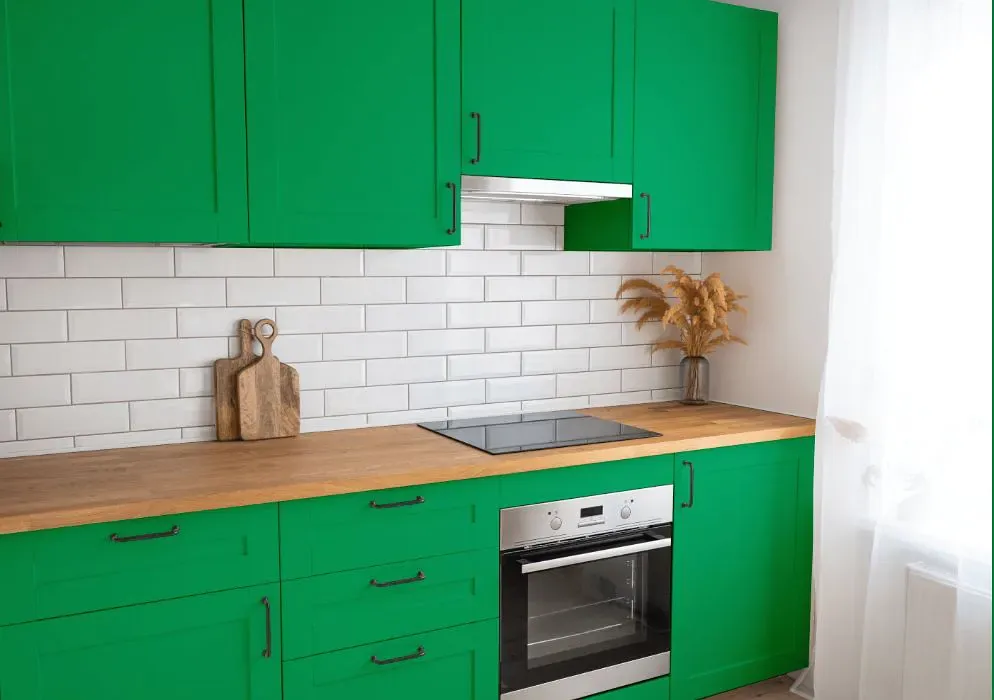 Benjamin Moore Kelly Green kitchen cabinets