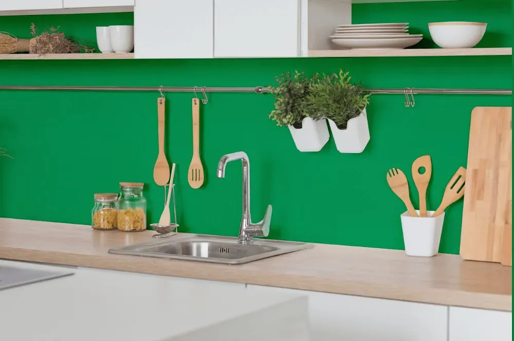 Benjamin Moore Kelly Green kitchen backsplash