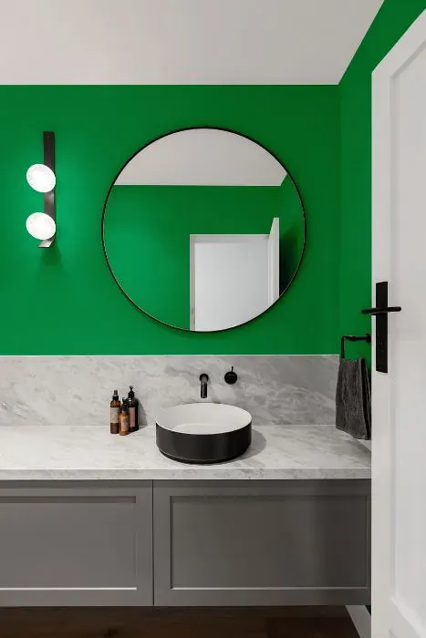 Benjamin Moore Kelly Green minimalist bathroom