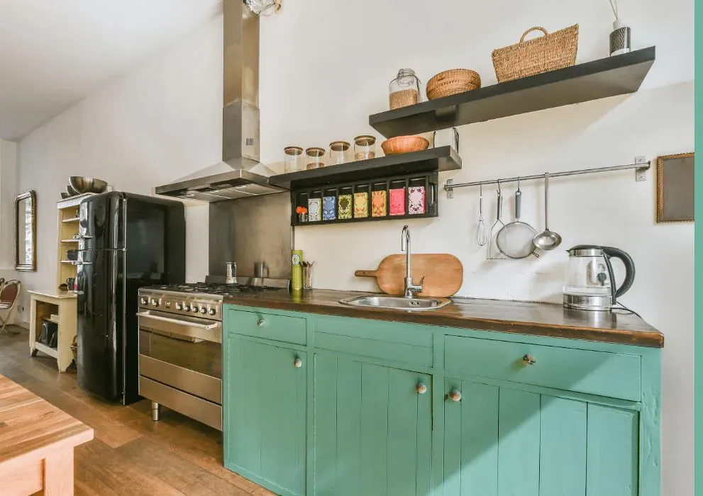 Benjamin Moore Key Largo Green kitchen cabinets
