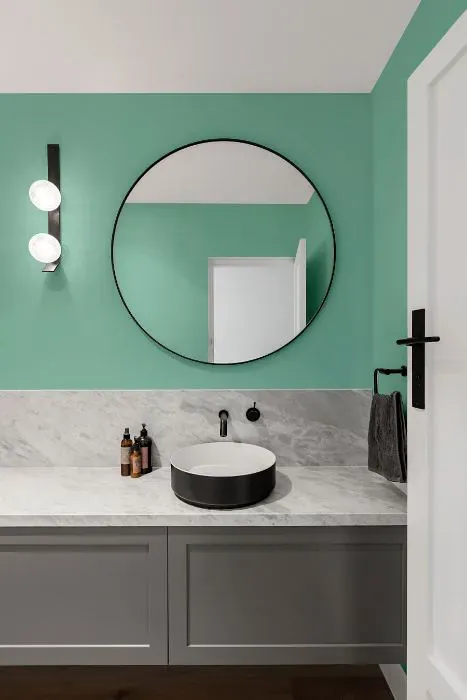 Benjamin Moore Key Largo Green minimalist bathroom