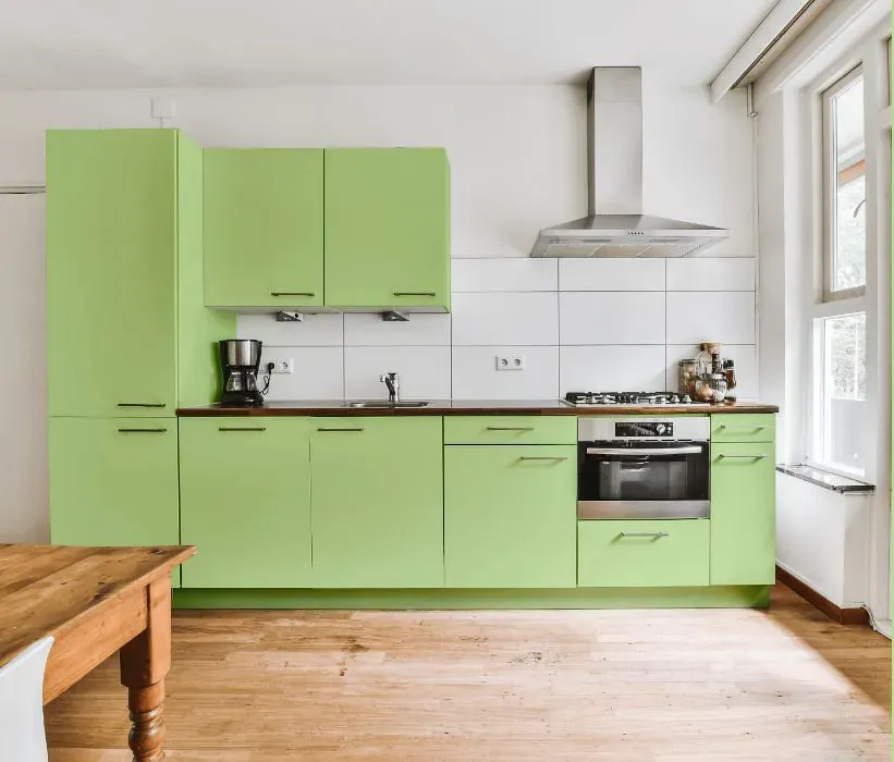 Benjamin Moore Key Lime kitchen cabinets