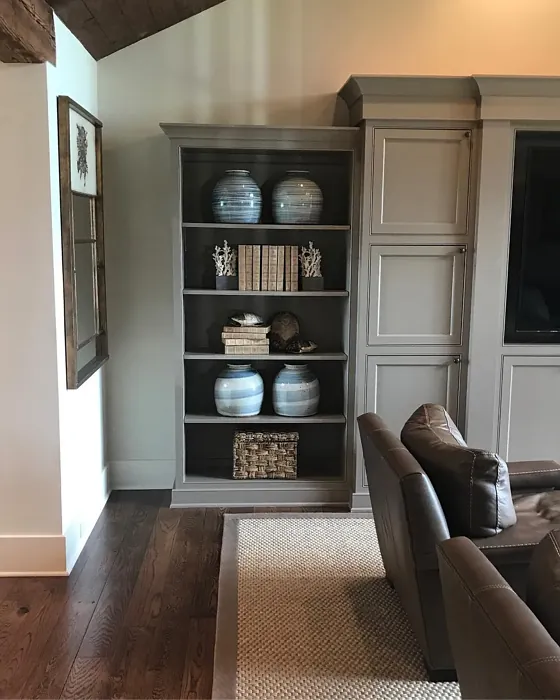 Benjamin Moore Kingsport Gray painted storage 