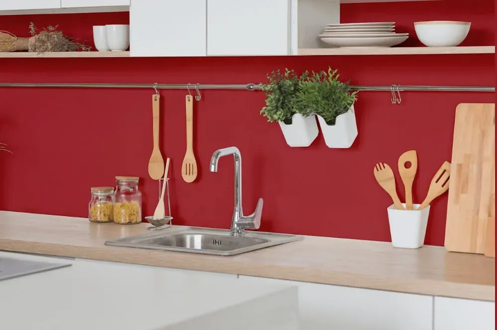 Benjamin Moore Ladybug Red kitchen backsplash