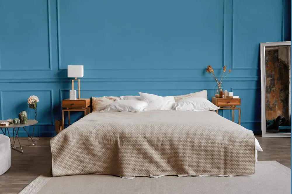 Benjamin Moore Lafayette Blue bedroom