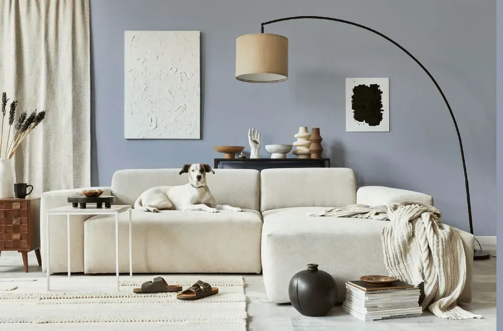 Benjamin Moore Lavender Blue cozy living room