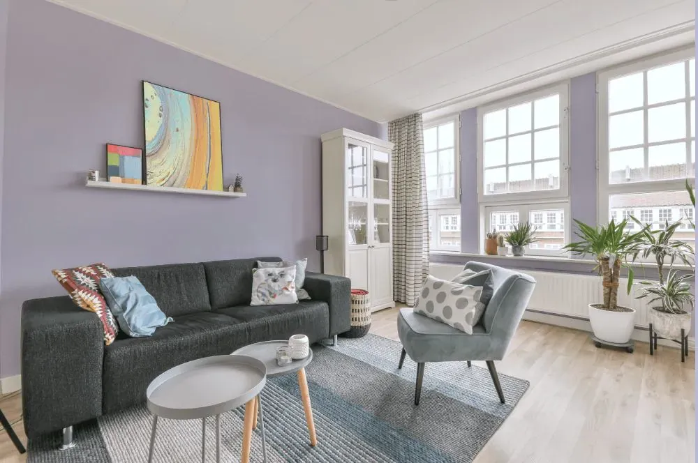 Benjamin Moore Lavender Mist living room walls