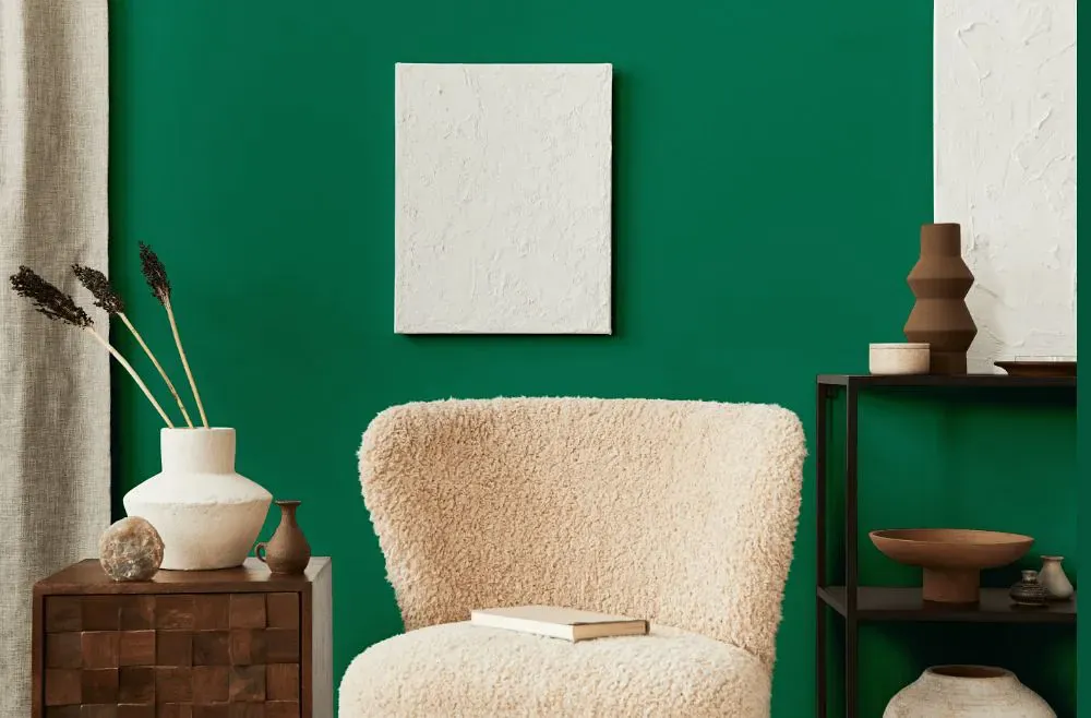 Benjamin Moore Lawn Green living room interior