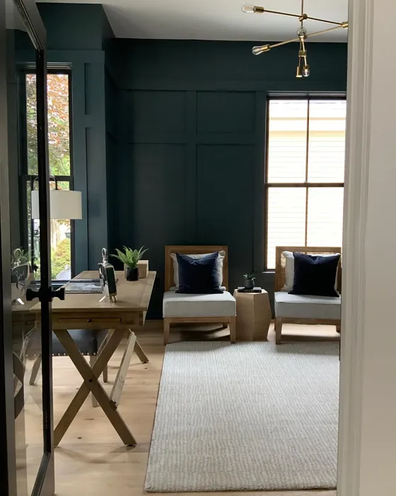 Benjamin Moore Lead Gray living room interior