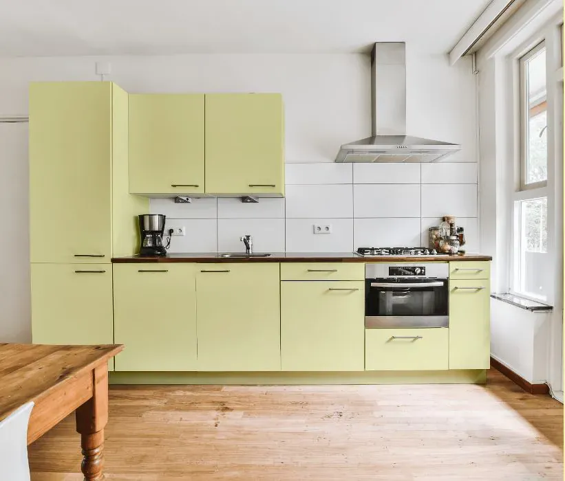 Benjamin Moore Lemon Glow kitchen cabinets