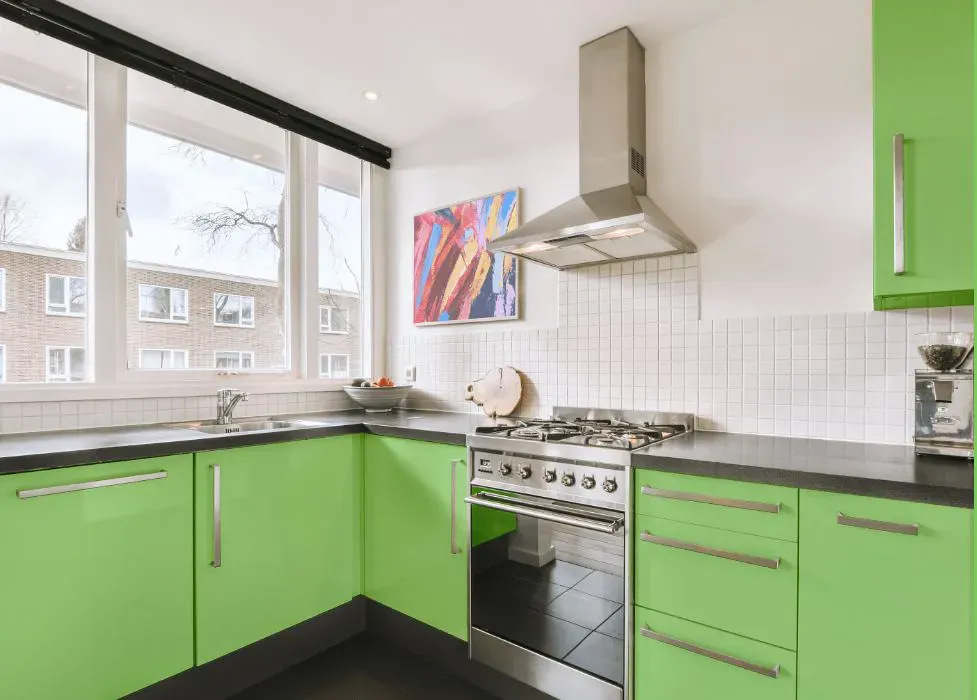 Benjamin Moore Leprechaun Green kitchen cabinets