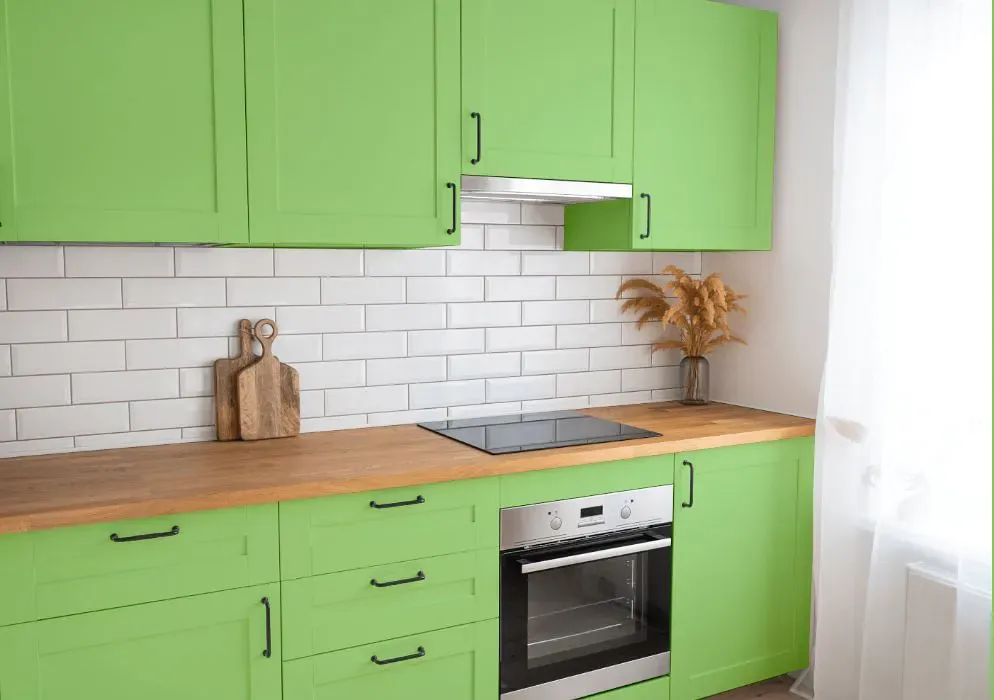 Benjamin Moore Leprechaun Green kitchen cabinets