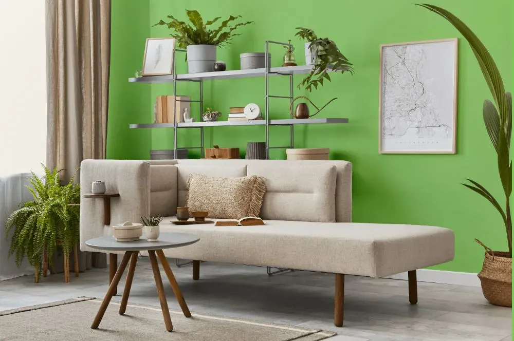 Benjamin Moore Leprechaun Green living room
