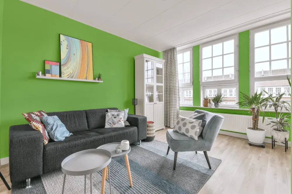Benjamin Moore Leprechaun Green living room walls
