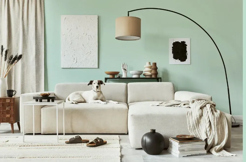 Benjamin Moore Lido Green cozy living room