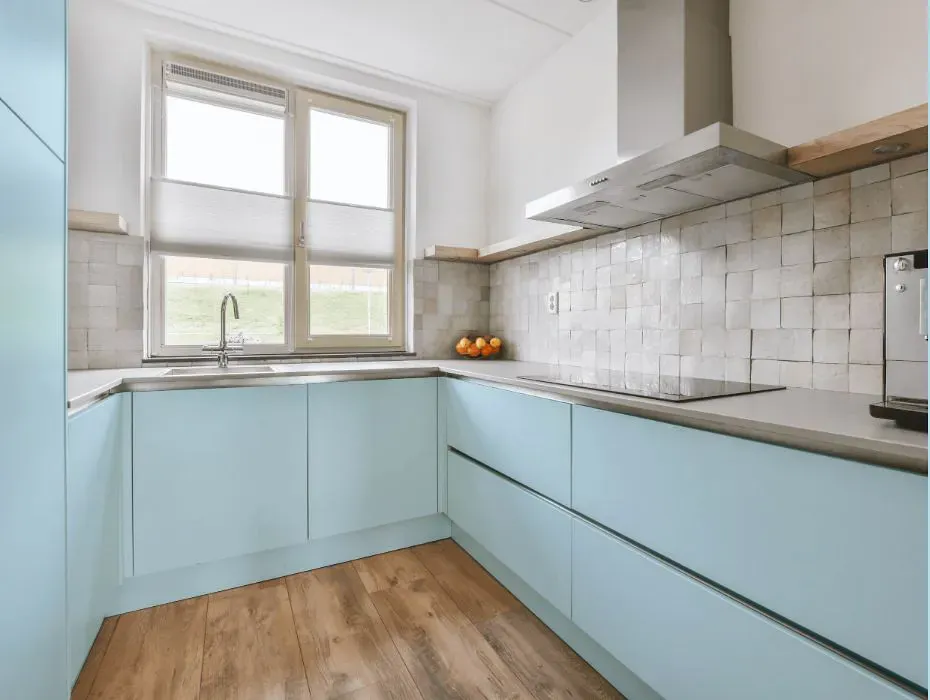 Benjamin Moore Light Blue small kitchen cabinets